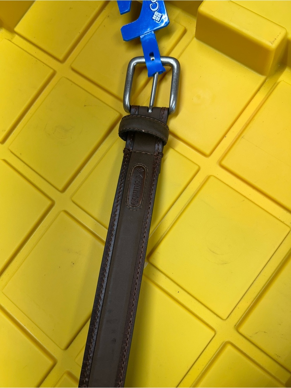 Columbia Brown Leather Men's Belt with Silver Buckle